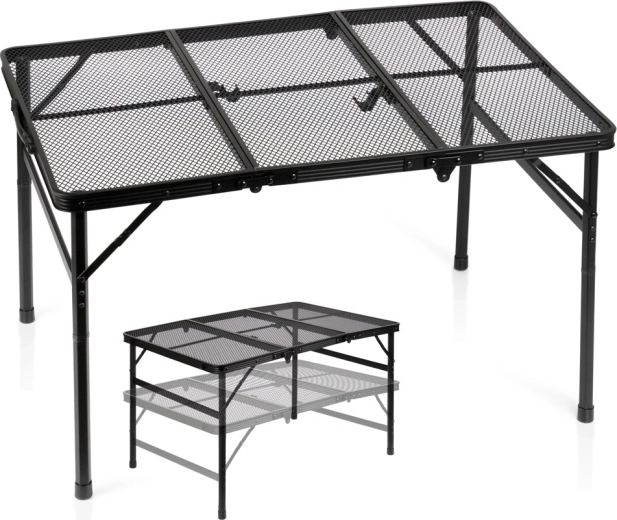 Vilde folding camping table 2-in-1 with adjustable height 90 × 60 cm black