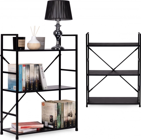 Medinė knygų lentyna su metaliniu rėmu LOFT, 3 lentynos ModernHome