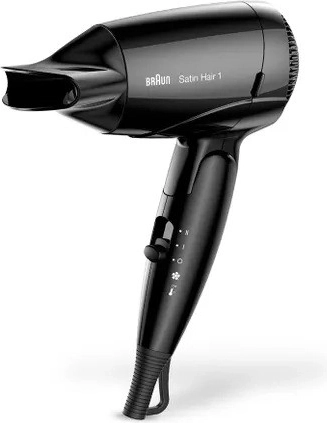 Kelioninis plaukų džiovintuvas 1200 W su DC varikliu – BRAUN Satin Hair Style&Go, juodas