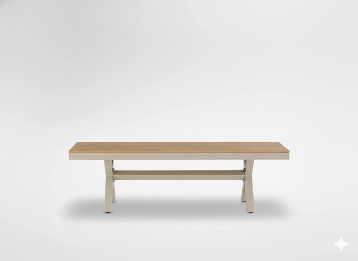 Aliumininis sodo suoliukas, smėlinės spalvos, 150 × 36 × 47 cm
