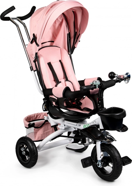 Sukamoji triratė 360° Pink Delux su stogeliu