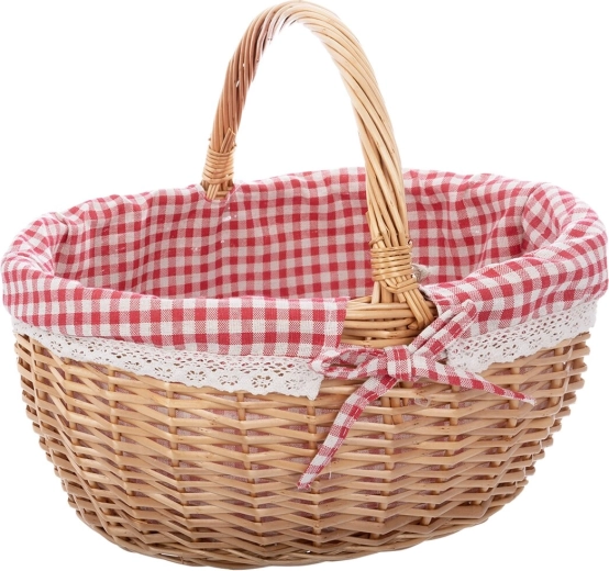 Wicker picnic basket with checkered lining