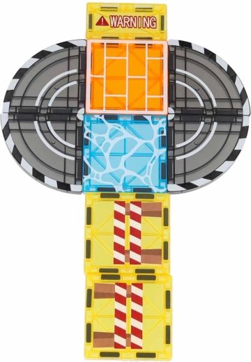 A detail-packed construction site – roads, signs and figures