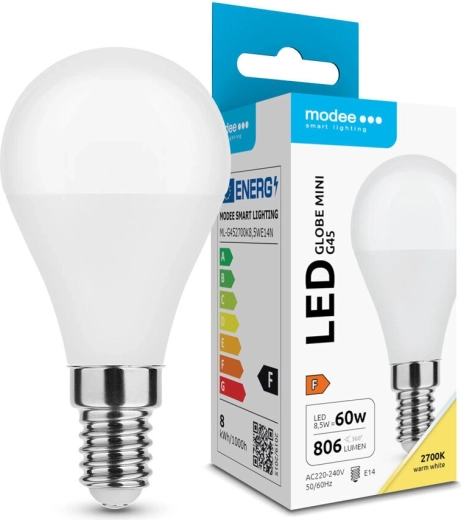 Modee LED lemputė Globe Mini G45 8,5 W E14, 806 lm, šilta balta