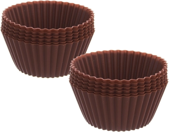 Silikoniniai keksiukų (muffinų) formeliai rudi SILLINIE, 12 vnt.