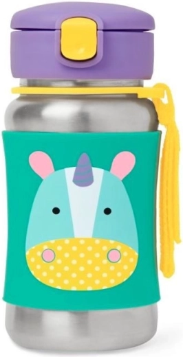 Skip Hop Zoo nerūdijančio plieno gertuvė su šiaudeliu, vienaragis 350 ml (12 mėn.+)