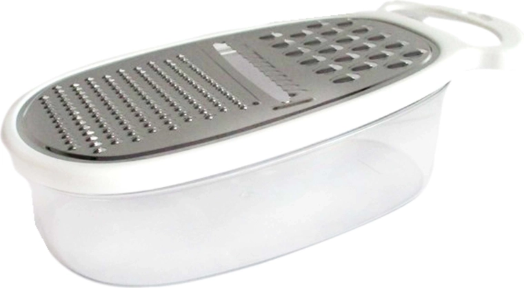 Stainless steel kitchen grater with plastic handle, white