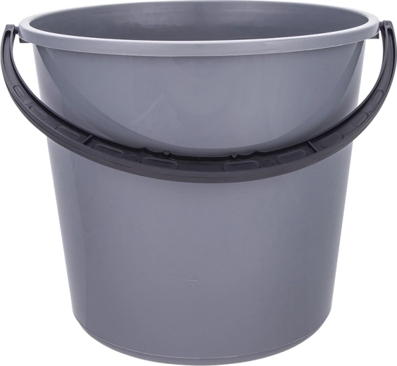 Plastikinis kibiras su plastikine rankena 10 l, pilkas
