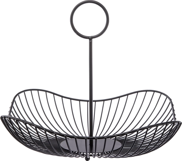 Metal fruit basket with handle, black