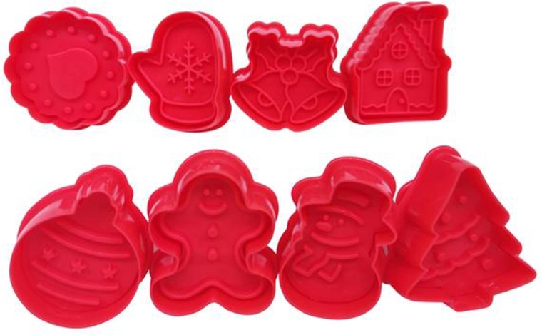 Antspaudai kalėdiniams sausainiams, rinkinys 8 vnt. (5 × 5 cm), plastikas