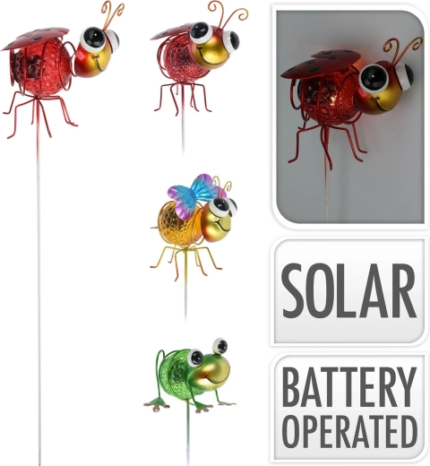 Saulės energija maitinamas LED sodo smeigtukas „Vabzdys“ 60 cm, metalas ir plastikas