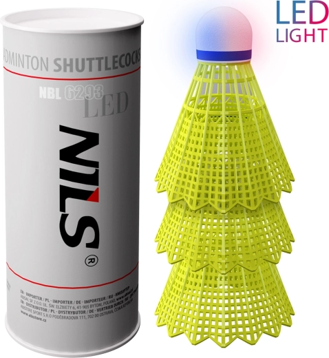 Badmintono kamuoliukai su LED NILS, 3 vnt.