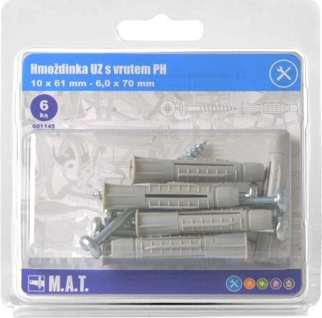 Knotting wall plug with screw 10 mm, set of 6 pcs