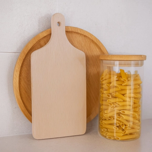 Natural wood and a stylish kitchen accessory