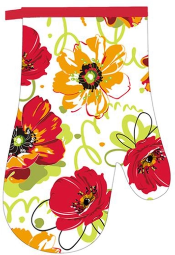 TORO oven mitt with red flowers motif