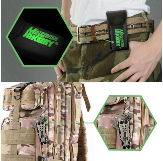 Easy carrying: belt pouch and carabiner