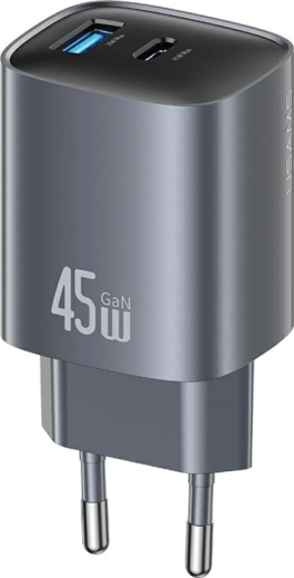 GaN 45 W Wall Charger with USB‑C and USB‑A, Silver