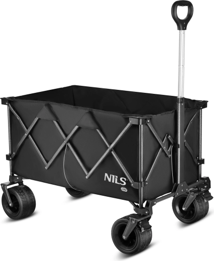 Sulankstomas kempingo vežimėlis XXL NILS Camp, juodas