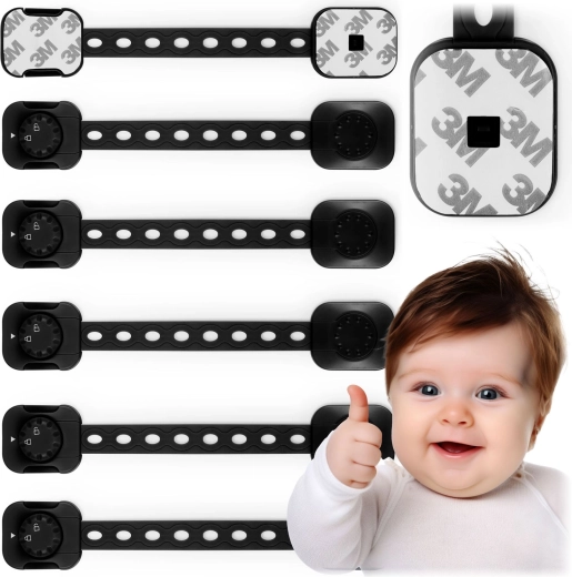 Vaikiškos saugos spynelės spintelėms RICOKIDS, 6 vnt., juodos
