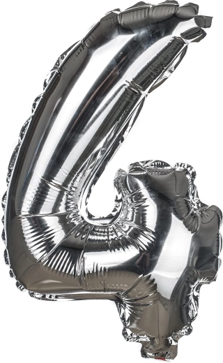 Foil Balloon Number 4, 30 cm – Gold or Silver