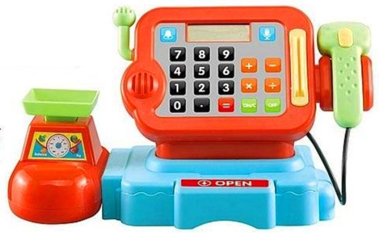 Children's cash register with scanner, microphone, calculator and scale - 1 piece