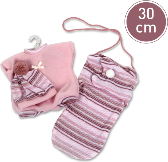 Llorens lėlytės 30 cm drabužėlis – 3 dalių rinkinys su krepšiu