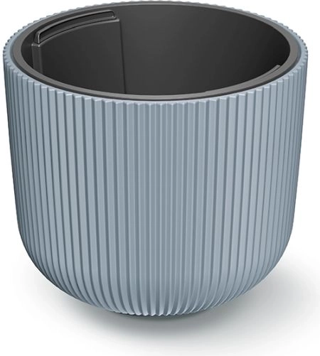 Milly Planter with Insert 29.8 cm – light grey ribbed flower pot