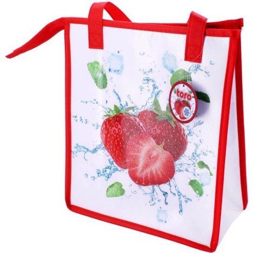 Toro insulated zip cooler bag, strawberry, 32 × 27 × 13 cm