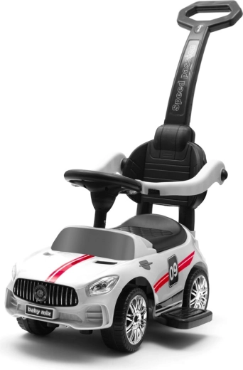 Children's ride-on with push handle and sounds BABY MIX Racer – white