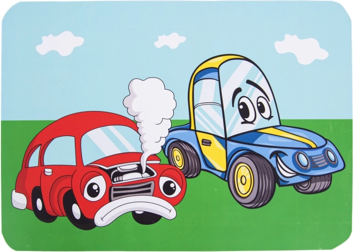 Vaikiškas plastikinis stalo padėkliukas su automobilio motyvu 35 × 25 cm