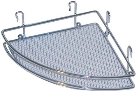 Corner bathroom shelf made of chrome wire grid 18 × 18 × 5 cm