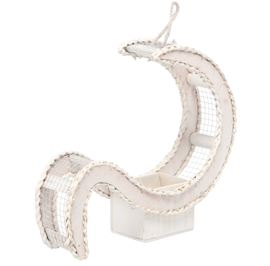 White wooden planter cover in an S-shaped design 52 × 14 × 45 cm