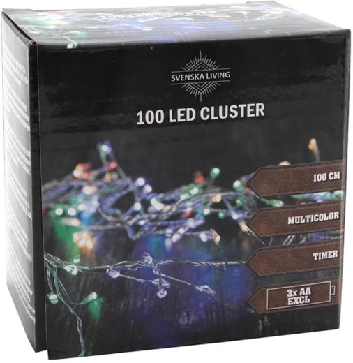 Šviesos girlianda su laikmačiu, 100 LED, šluotelė 100 cm