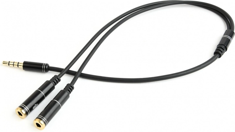 3.5 mm 4‑pin Audio Adapter to 2× 3.5 mm (headphones + microphone), 0.2 m