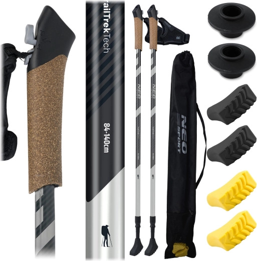 Trekino lazdos Neo-Sport su kamštine rankena, reguliuojamos 85–143 cm
