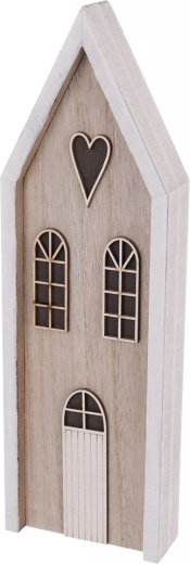 Medinė dekoratyvinė namelio figūrėlė, smėlio spalvos, 9 × 3 × 30 cm