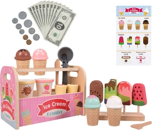 33 pieces including 10 ice creams and play money