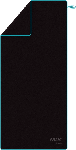 Greitai džiūstantis mikropluošto rankšluostis NILS aqua, juodas/mėlynas, 200 × 90 cm