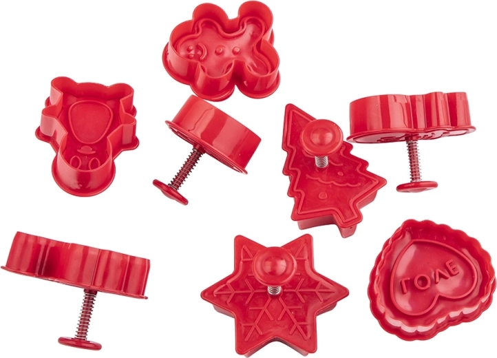 Set of 8 Christmas cookie cutters with stamp