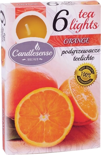 Scented Tealight Candle Orange, 6 pcs