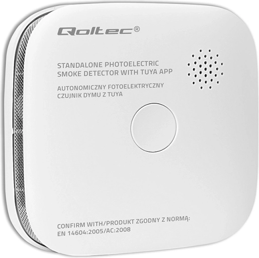 Dūmų detektorius su baterija TUYA Wi‑Fi, 85 dB signalas ir LED