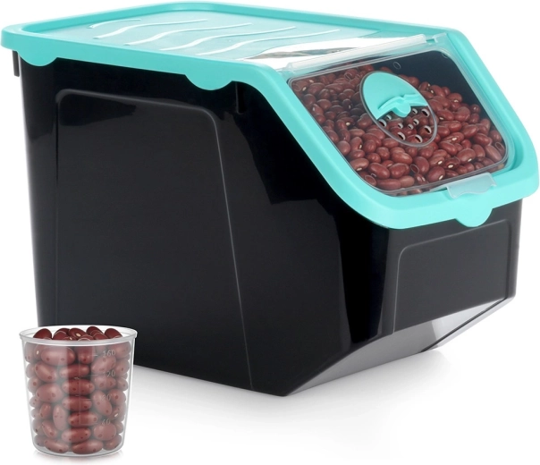 Black 12 L fruit and vegetable storage bin with lid