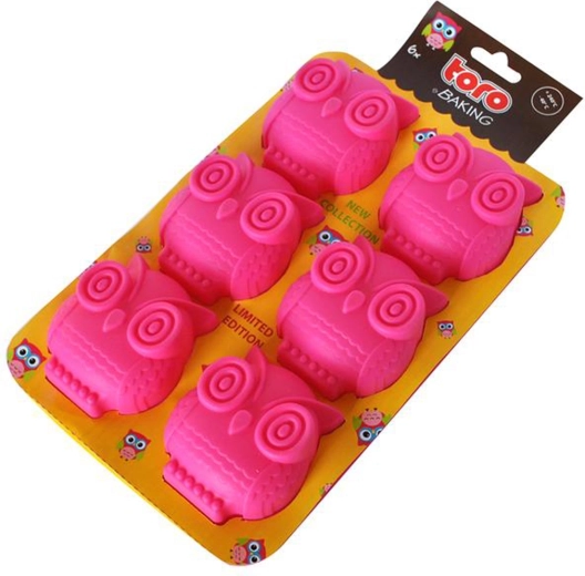 Silikoninė keksiukų forma TORO „pelėdos“, 6 vnt.