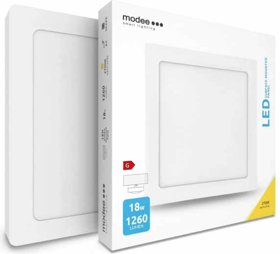 Modee LED panelė kvadratinė 18 W, 1260 lm, 225 × 225 mm, šiltai balta