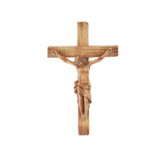 Pakabinamas kryžius su Jėzaus figūra, polirezinas, 20 cm