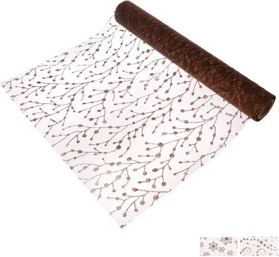 Christmas polyamide table runner 500 × 30 cm, brown mix