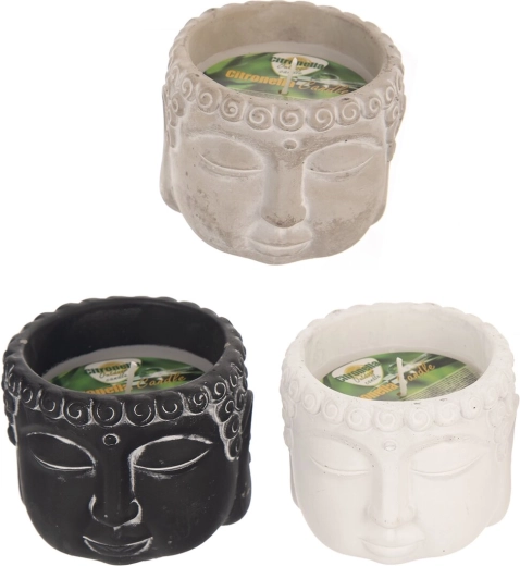 Keraminė kvapnioji žvakė „Buda“ su citronelės aromatu 150 g (3 variantai)