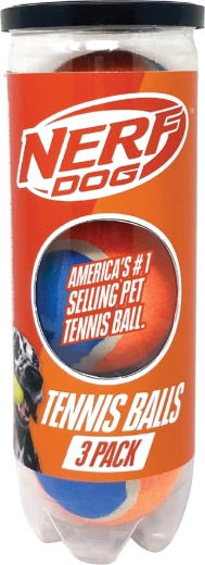 Nerf Dog teniso kamuoliukai šunims be cypsėjimo, 3 vnt. tūbelėje, 6,5 cm