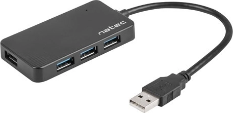 USB šakotuvas Natec Moth, 4 USB 3.0 prievadai, juodas