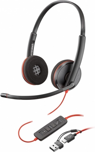 Stereo Headphones Blackwire 3220 with USB-C + USB-C/A Adapter